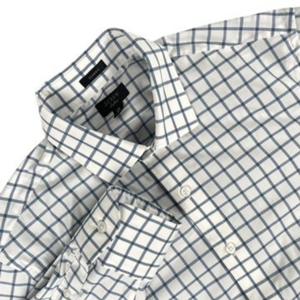 J.Crew Ludlow Men's Dress‎ Shirt S 15 33 Blue White Grid Check Classic Fit